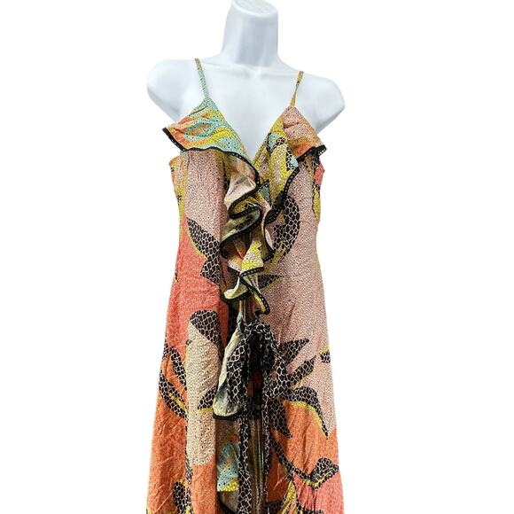 Anthropologie x Bhanuni Jyoti Floral Ruffle Duster Coverup Maxi Open Dress XS 0 - Picture 2 of 5